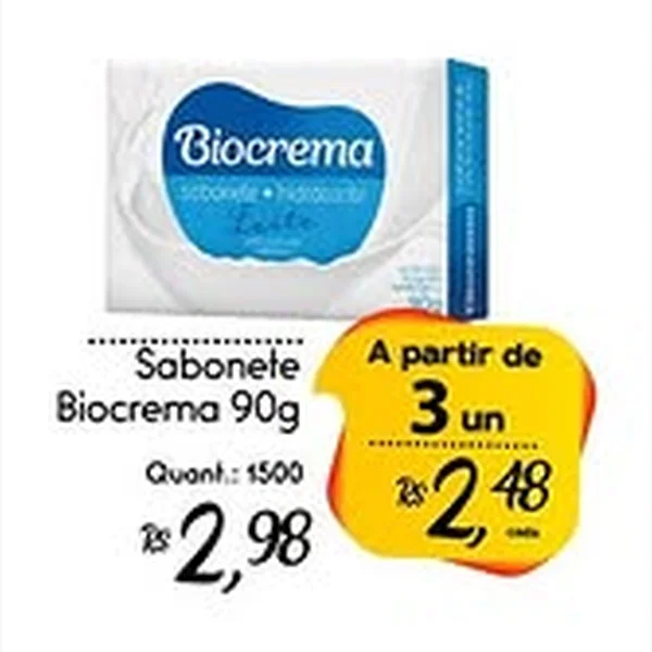 Recorte do encarte de Sabonete Biocrema 90 g
