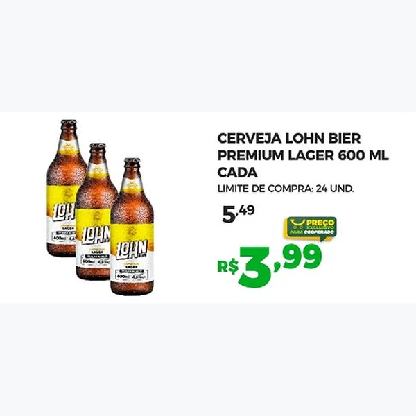 Cerveja Premium Lager Lohn Bier 600 ml