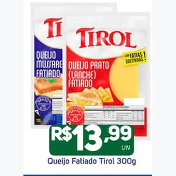 Recorte do encarte de Queijo Fatiado Tirol 300 g