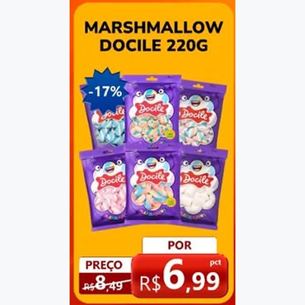 Recorte do encarte de Marshmallow Docile 220 g