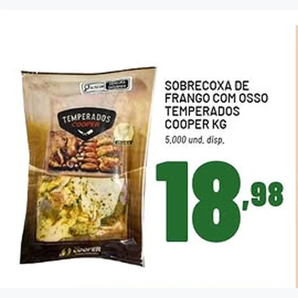 Recorte do encarte de Sobrecoxa de Frango com Osso Temperados Cooper