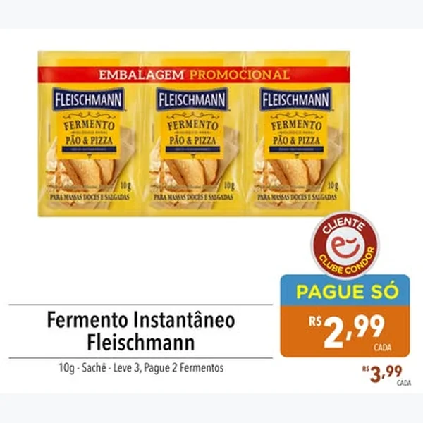 Recorte do encarte de Fermento Instantâneo Pão & Pizza Fleischmann 10 g