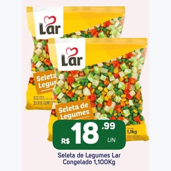Recorte do encarte de Seleta de Legumes Lar 1,1 kg