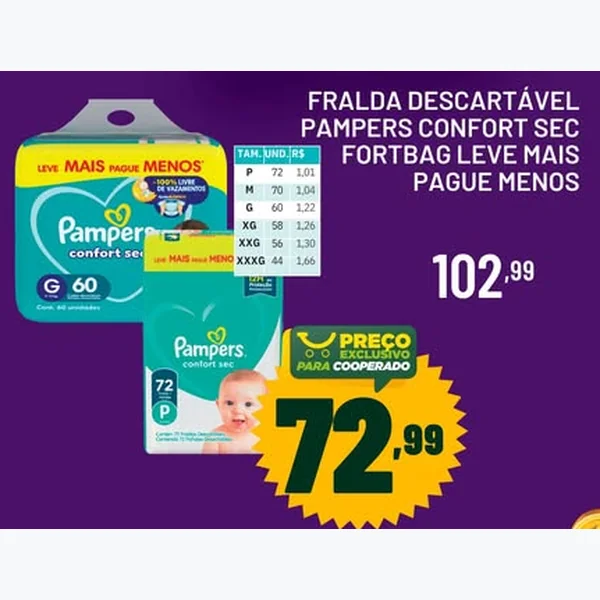 Fralda Descartável Confort Sec Pampers
