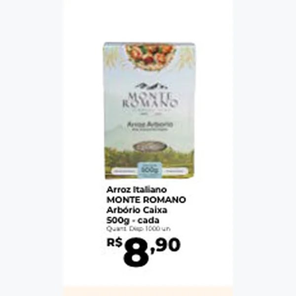 Recorte do encarte de Arroz Italiano Arbório MONTE ROMANO 500 g