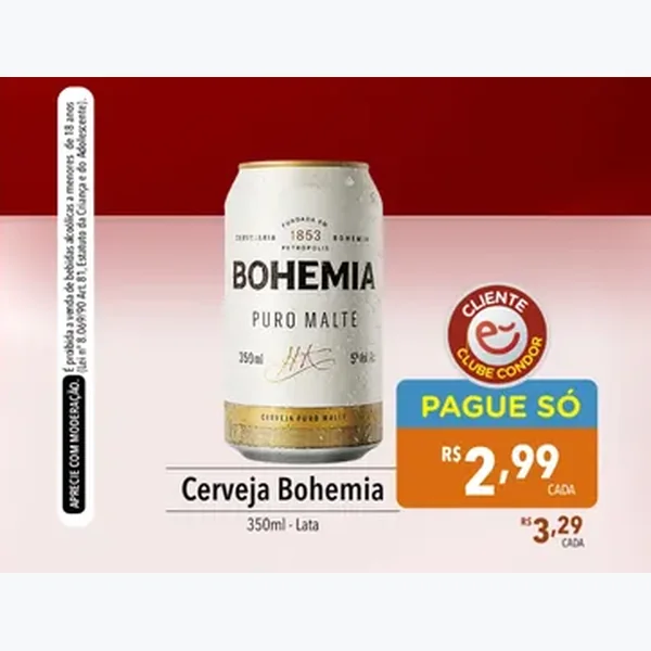 Recorte do encarte de Cerveja Puro Malte Bohemia 350 ml