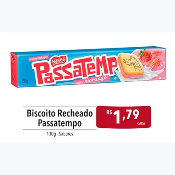 Recorte do encarte de Biscoito Recheado Nestlé Passatempo 130 g