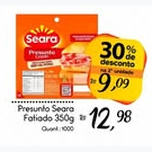 Recorte do encarte de Presunto Fatiado Seara 350 g