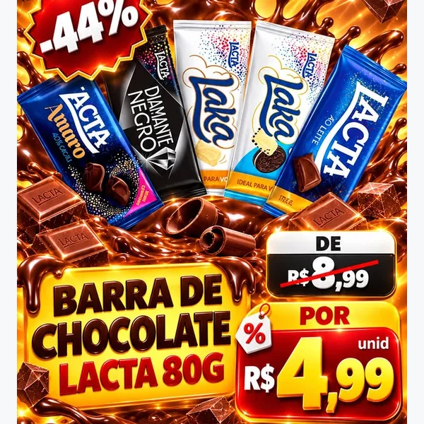 Recorte do encarte de Chocolate Amaro Lacta 80 g