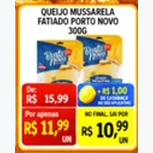Queijo Mussarela Fatiado Porto Novo 300 g