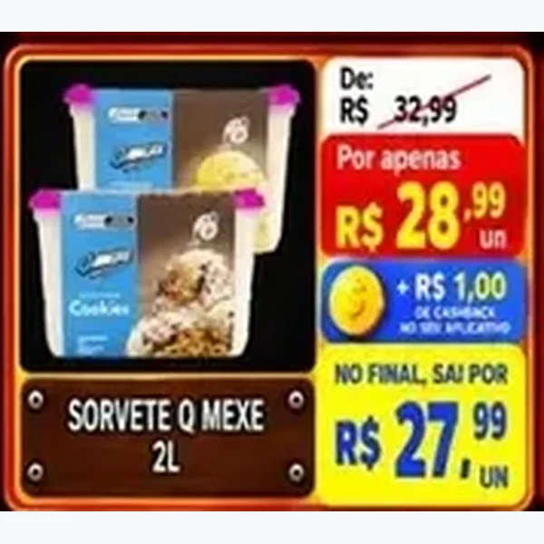 Recorte do encarte de Sorvete Q Mexe 2 L