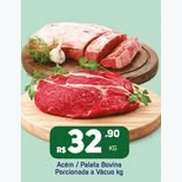 Recorte do encarte de Acém / Paleta Bovina Porcionada a Vácuo