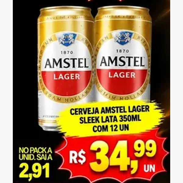 Cerveja Lager Amstel 12 un × 350 ml