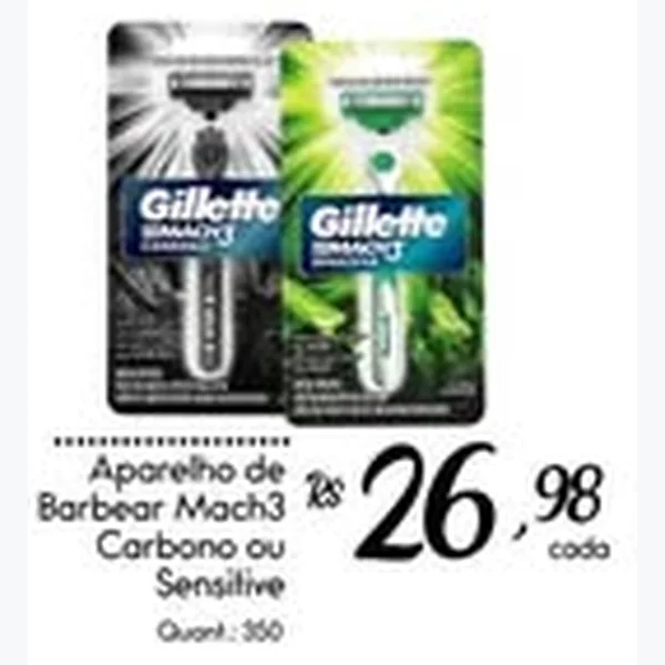 Recorte do encarte de Aparelho de Barbear Mach3 Carbono Gillette