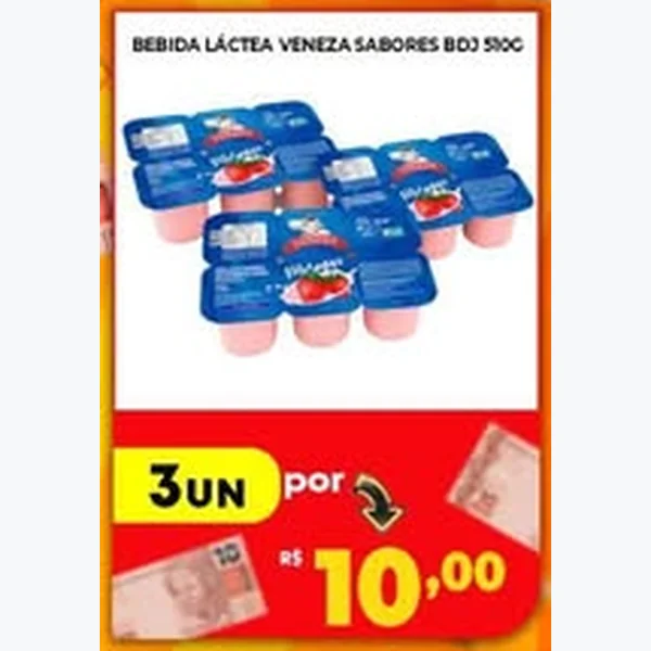 Recorte do encarte de Bebida Láctea Sabores Veneza 510 g