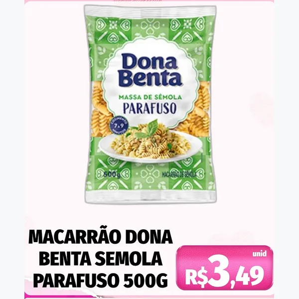 Macarrão de Sêmola Parafuso Dona Benta 500 g