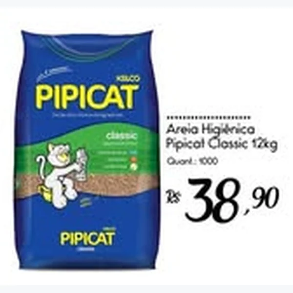Areia Higiênica Classic Pipicat 12 kg