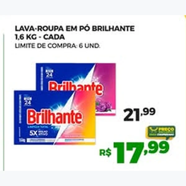 Lava Roupa em Pó Brilhante 1,6 kg