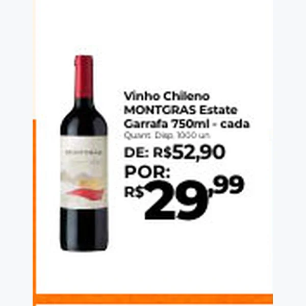 Recorte do encarte de Vinho Chileno Montgras Estate 750 ml