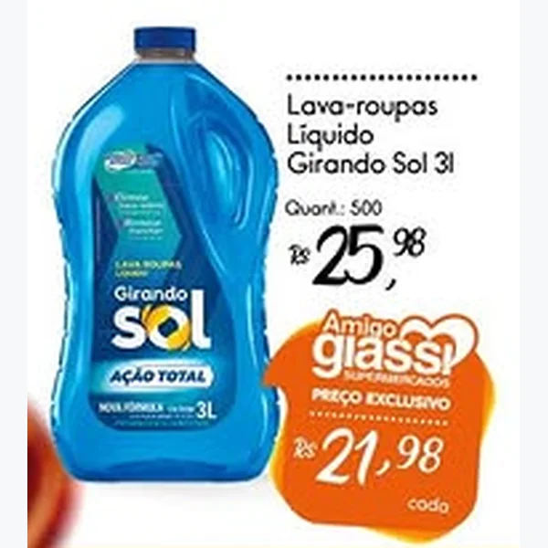 Lava-roupas Líquido Girando Sol 3 L