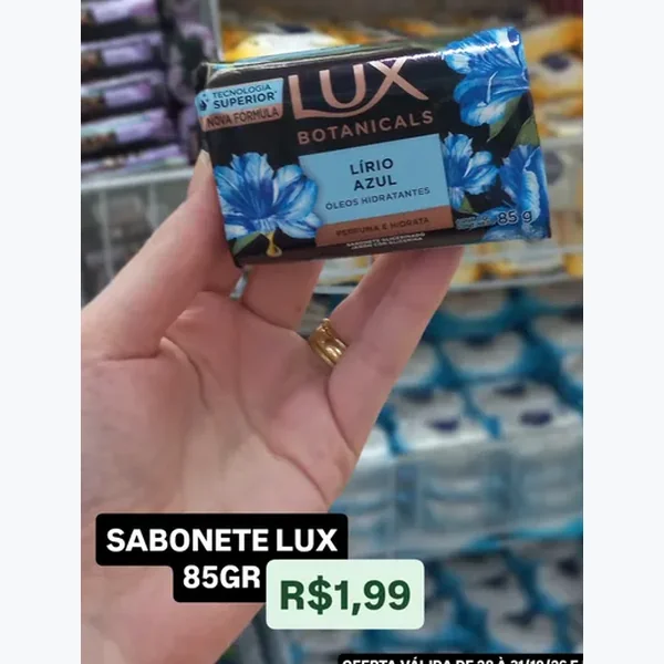 Recorte do encarte de Sabonete Lírio Azul Lux 85 g