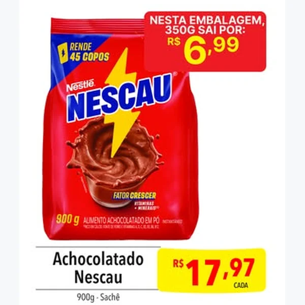 Recorte do encarte de Achocolatado Nescau 900 g