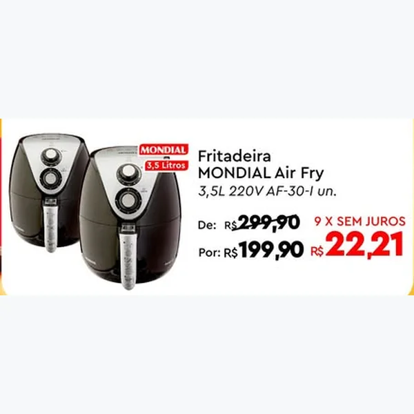 Recorte do encarte de Fritadeira Air Fry Af-30-i Mondial
