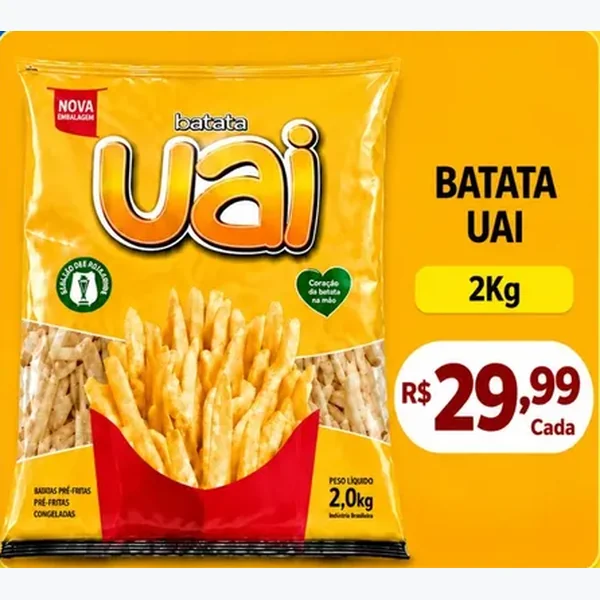 Batata Pré-frita Congelada Uai 2 kg