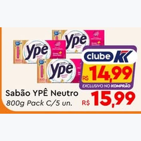 Sabão Neutro Ypê 5 un × 800 g