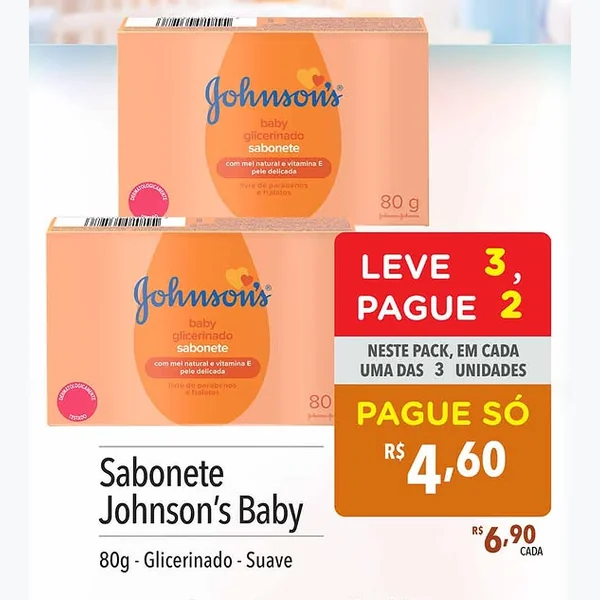 Recorte do encarte de Sabonete Glicerinado Johnson's Baby 80 g