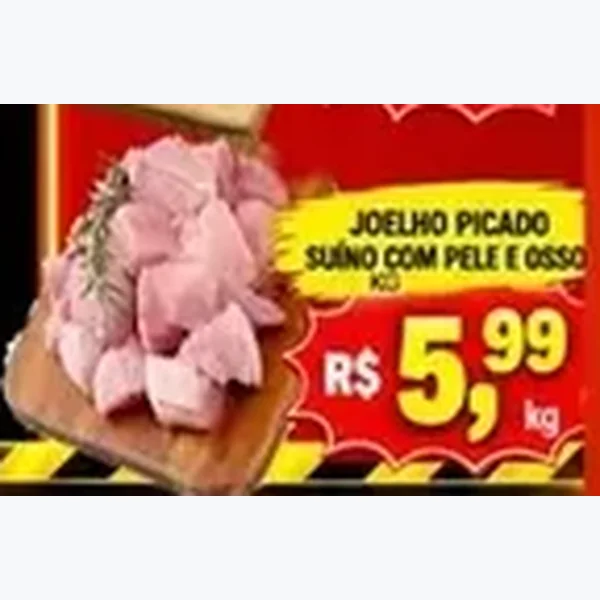 Joelho Picado Suíno com Pele e Osso