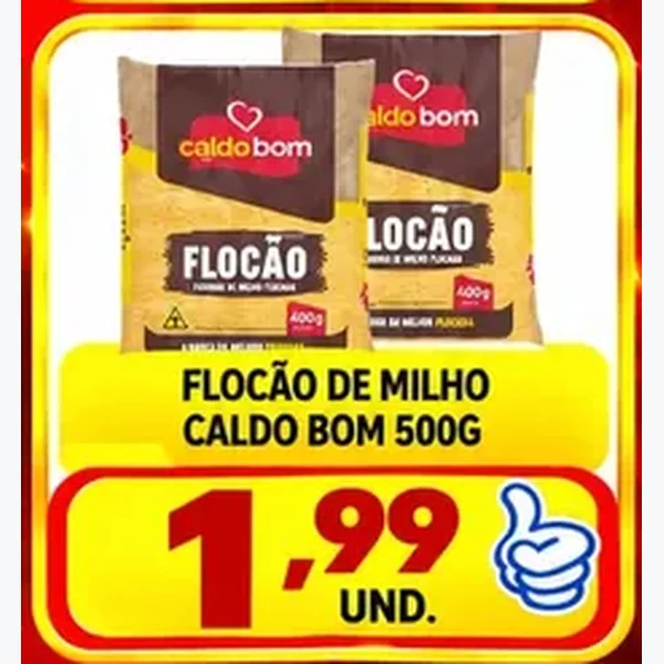 Recorte do encarte de Flocão de Milho Caldo Bom 500 g