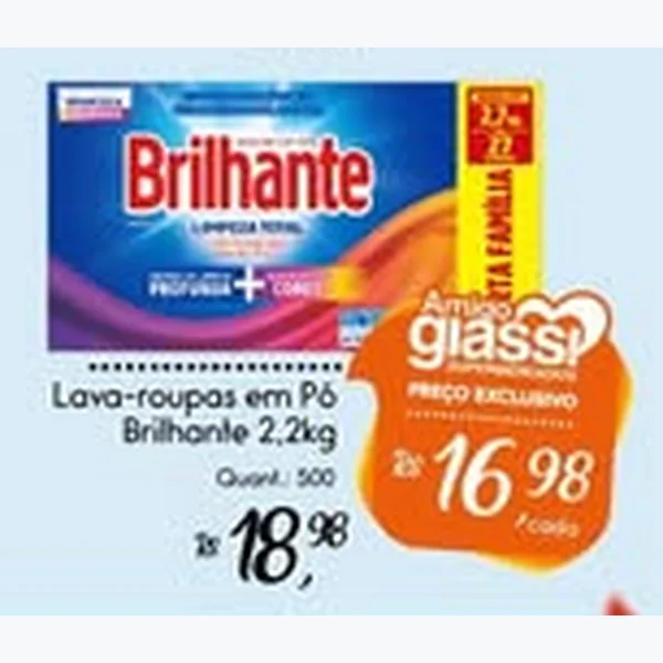 Recorte do encarte de Lava-roupas em Pó Brilhante 2,2 kg