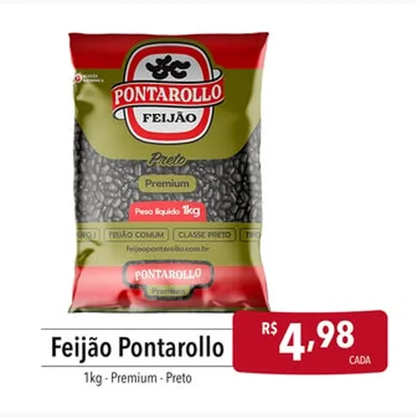 Recorte do encarte de Feijão Preto Premium Pontarollo 1 kg