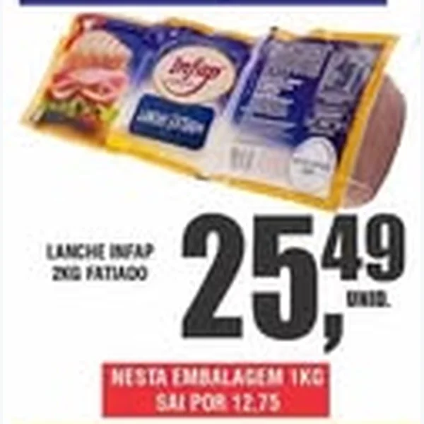 Recorte do encarte de Lanche Fatiado Infap 2 kg