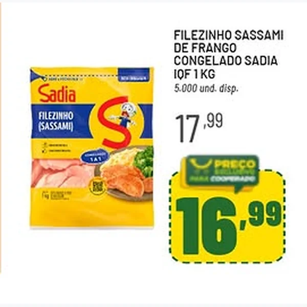 Recorte do encarte de Filezinho Sassami de Frango Congelado Sadia 1 kg