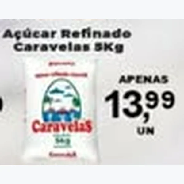 Recorte do encarte de Açúcar Refinado Caravelas 5 kg