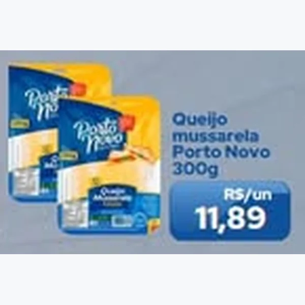 Recorte do encarte de Queijo Mussarela Porto Novo 300 g