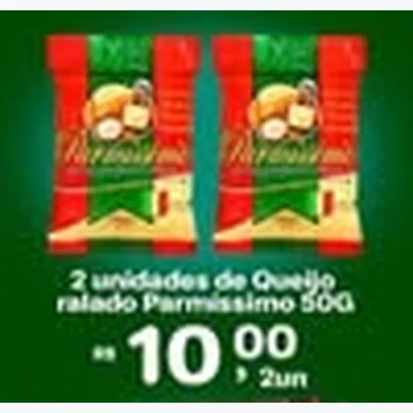 Recorte do encarte de Queijo Ralado Parmissimo 50 g