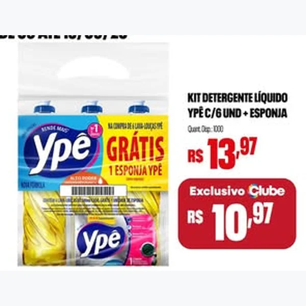Recorte do encarte de Detergente Líquido Ypê 6 un