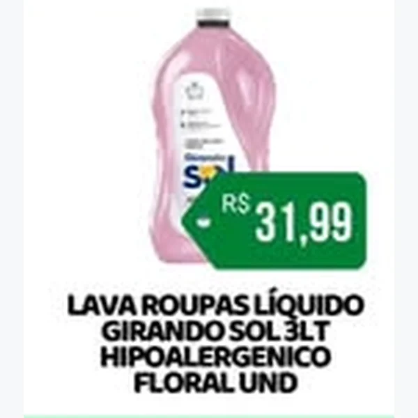 Lava Roupas Líquido Hipoalergênico Floral Girando Sol 3 L