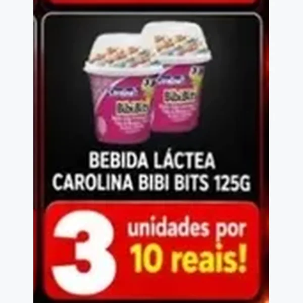 Recorte do encarte de Bebida Láctea Carolina 125 g