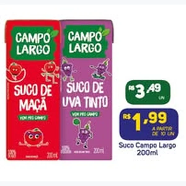 Recorte do encarte de Suco de Uva Tinto Campo Largo 200 ml