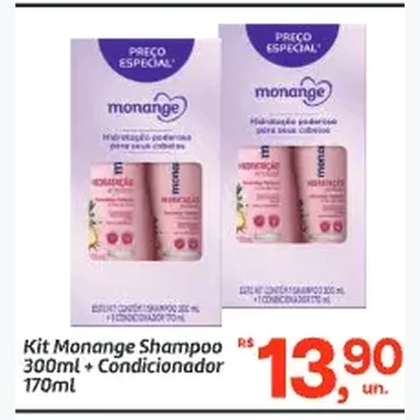Recorte do encarte de Kit Shampoo e Condicionador Monange 300 ml