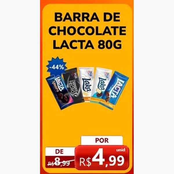 Recorte do encarte de Barra de Chocolate Lacta 80 g