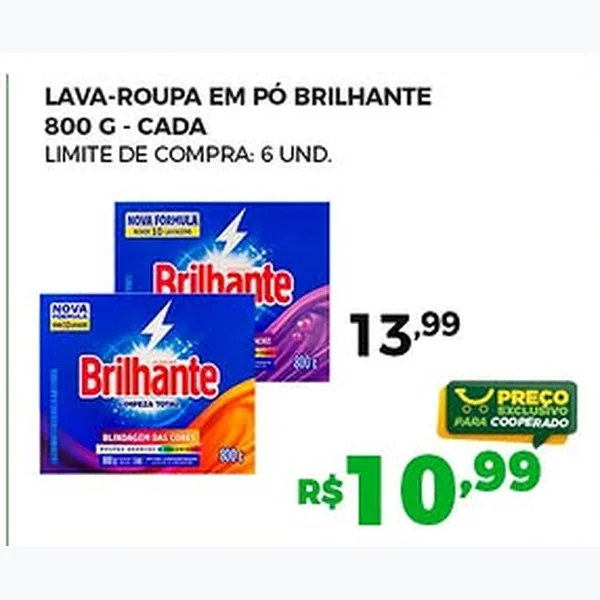 Recorte do encarte de Lava-roupa em Pó Brilhante 800 g