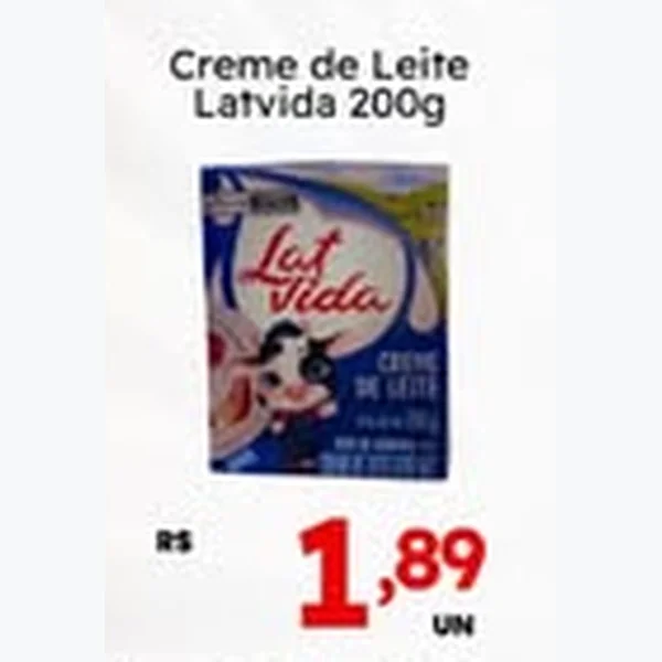 Recorte do encarte de Creme de Leite Latvida 200 g