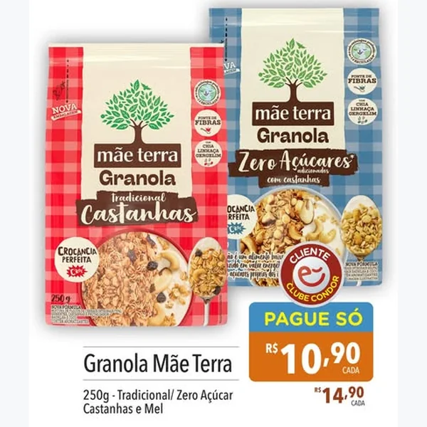 Recorte do encarte de Granola Tradicional Mãe Terra 250 g