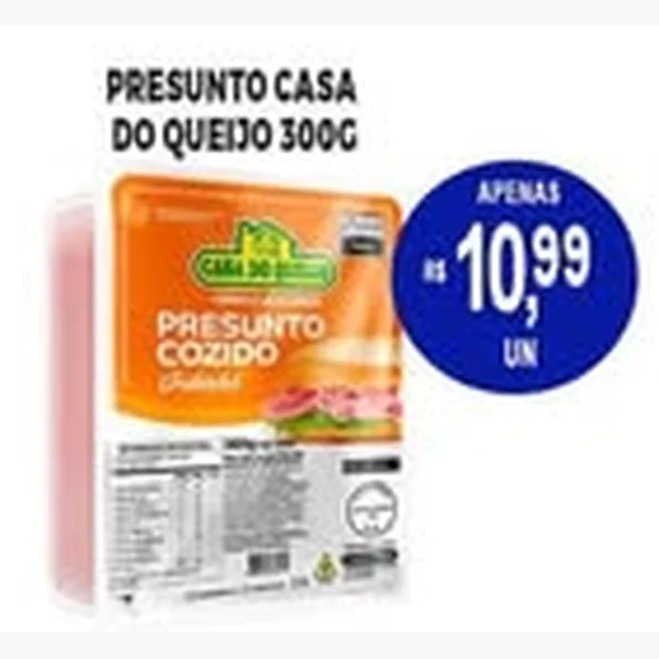 Recorte do encarte de Presunto Cozido Casa do Queijo 300 g
