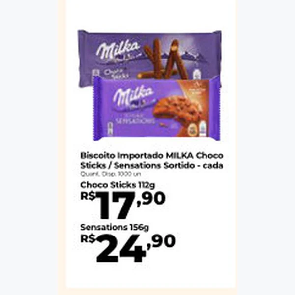 Recorte do encarte de Biscoito Sensations MILKA 156 g